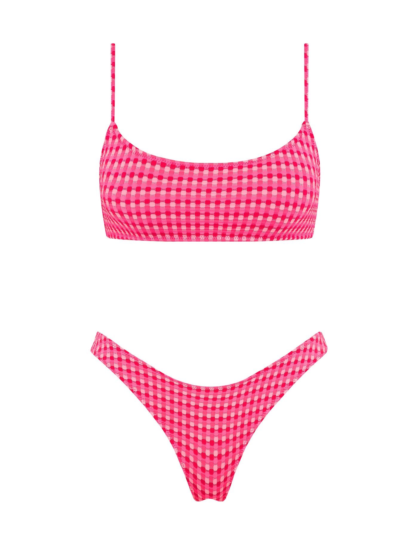 MICA - ADAO Pink Textured Crop Bikini Set
